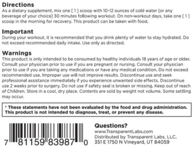 Transparent Labs - Creatine HMB (30 Servings) - Eva's Supplements