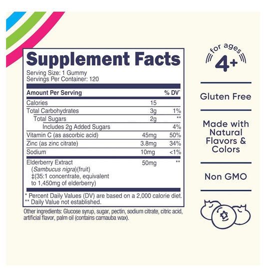 Nutricost Kids - Elderberry Gummies w. vitamin C & Zinc 1,450mg (120 gummies)