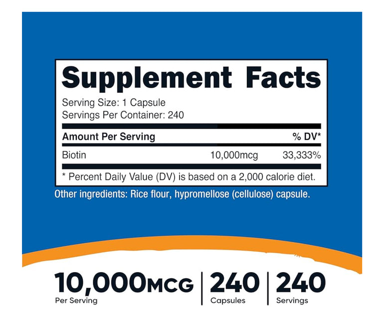 Nutricost - Biotin Vitamin B7 10,000mcg (240 caps)