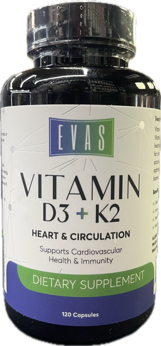 EVAS - Vitamin D3 + K2 (120 Serv) - Eva's Supplements