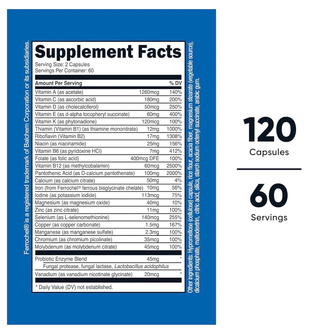 Nutricost - Multivitamin Probiotics + 22 Vitamins & Minerals (120 Caps)