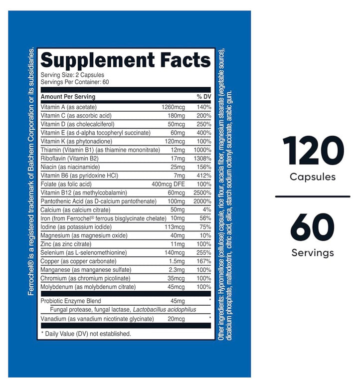 Nutricost - Multivitamin Probiotics + 22 Vitamins & Minerals (120 Caps)