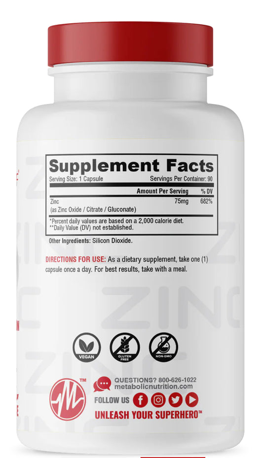 Metabolic Nutrition - Zinc (90 caps)